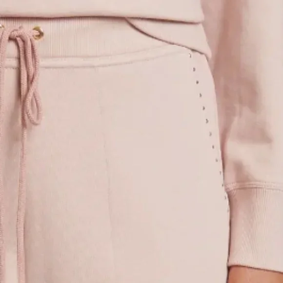 St. John Rose Quartz Cotton French Terry Cropped Pants M - Picture 2 of 6